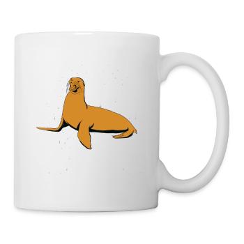 Seehund Robben T-shirt als Geschenk für Kids - Tasse - Weiß - Rechts