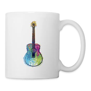 Guitarre Bunt Regenbogen Musik Instrument Geschenk - Tasse - Weiß - Rechts