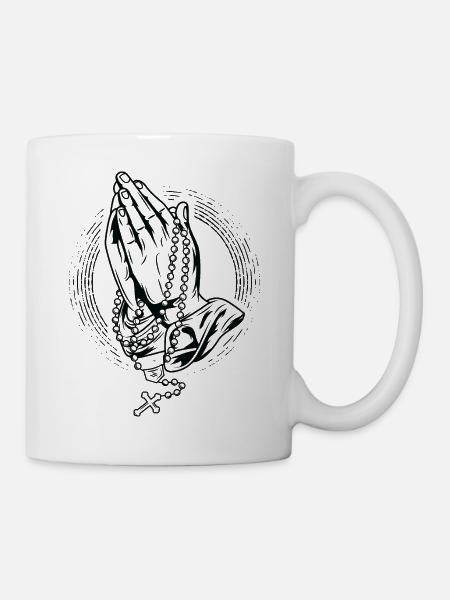 Praying Rosary Praying Praying Hands Rosary God - Mug - white