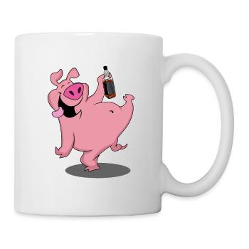 Cochon avec alcool de bière Sauf motif de fête - Mug blanc - blanc - Droite