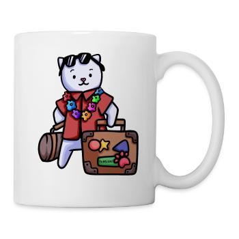 Cat vacation suitcase airport children meow gift - Mug - white - Right
