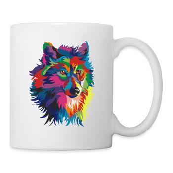 Loup coloré - Mug blanc - blanc - Droite