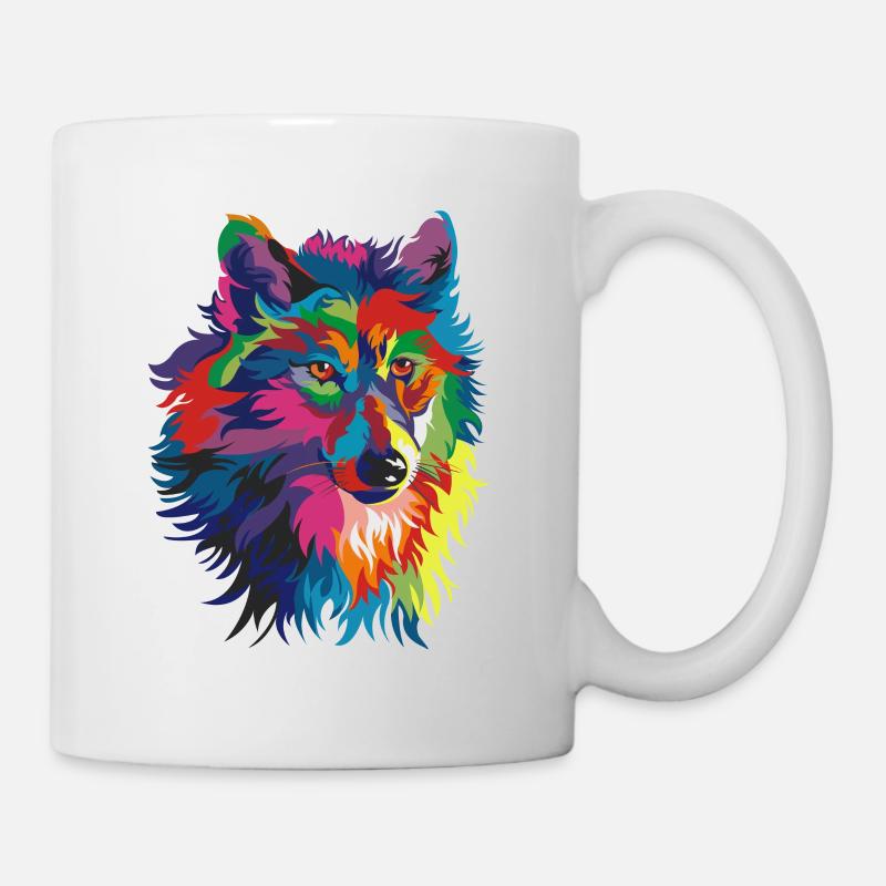 Loup coloré - Mug blanc - blanc