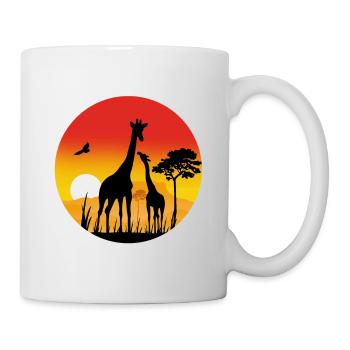 Giraffe im Sonnenuntergang - Tasse - Weiß - Rechts