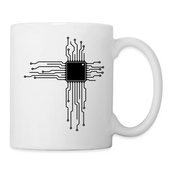 Platine als Herz - Computer CPU Nerd T-Shirt - Tasse - Weiß - Rechts