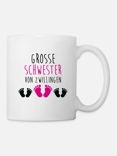 Big Sister Twins Grosse Schwester Zwillinge Füße - Tasse - Weiß