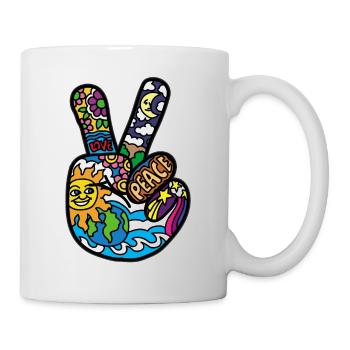 Peace Sign Peace and Peace Hanzeichen - Mug - white - Right