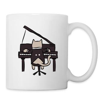 Katze Keyboard Piano Klavier Musik Kinder Geschenk - Tasse - Weiß - Rechts