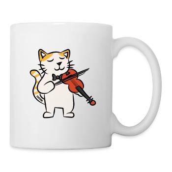Katze Violine Musik Instrument Kinder Geschenk - Tasse - Weiß - Rechts