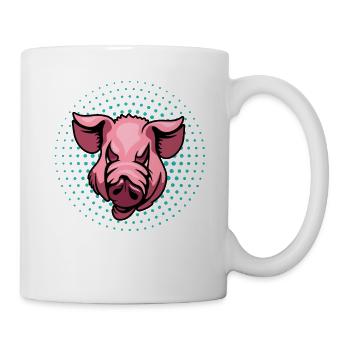 Schwein Tier Schweinchen Geschenk · Schweinekopf - Tasse - Weiß - Rechts