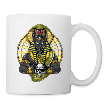 Ägyptischer Gott Wolf Anubis Schädel - Tasse - Weiß - Rechts