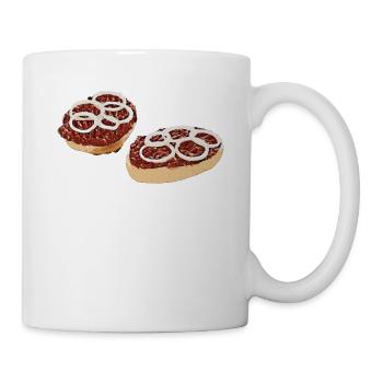 Mettbrötchen T-Shirt Mettbrot mit Zwiebeln lustig - Tasse - Weiß - Rechts