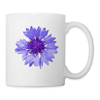 blaue Kornblume, Blume, Blumen, Blüte, Garten - Tasse - Weiß - Rechts