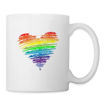 Coeur Couleurs arc-en-ciel LGBT Flower Power - Mug blanc - blanc - Droite