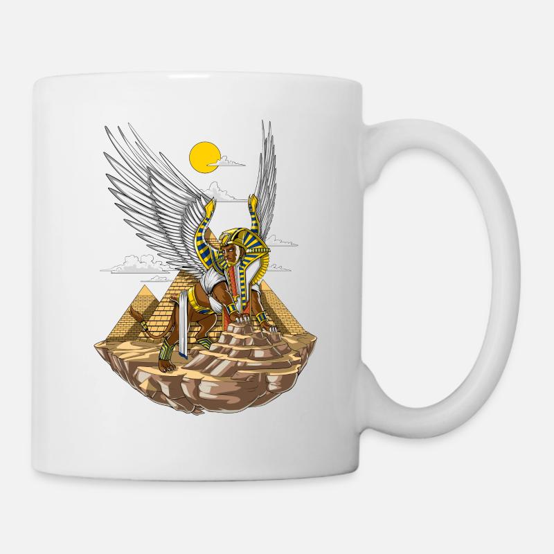 Ägyptischer Pyramiden-Sphinx-Pharao-Gott - Tasse - Weiß