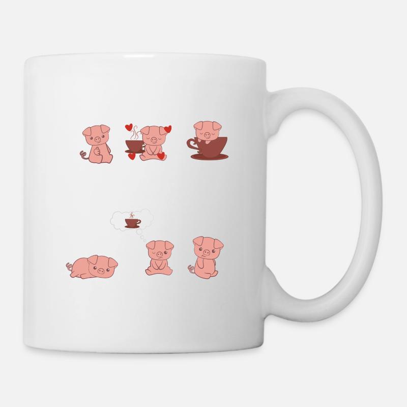 Schwein - Ferkel - Schweine - Kaffee - Kaffeetrink - Tasse - Weiß