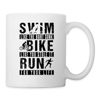 Triathlon Swim Race Bike Run Sprint Retro - Mug blanc - blanc - Droite