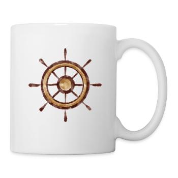 Schiff Steuerrad. Ahoi! - Tasse - Weiß - Rechts