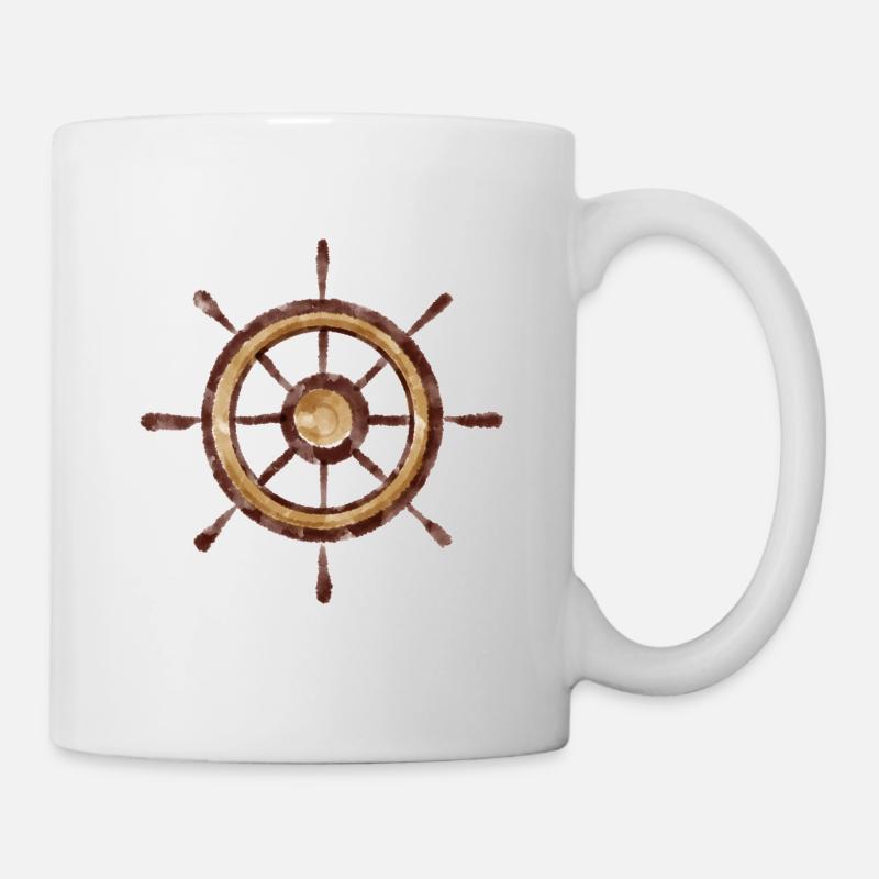 Ship wheel. Ahoy! - Mug - white