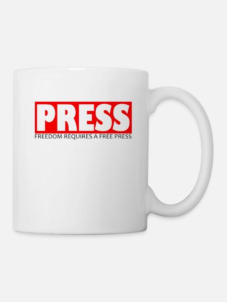 Cadeau de presse gratuit pour les journalistes et les reporters - Mug blanc - blanc
