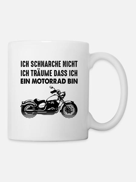 Traum Motorrad Schnarchen lustige Sprüche - Tasse - Weiß