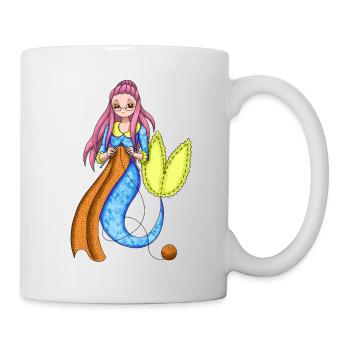 Mermaid Knitting Crochet Needlework Gift - Mug - white - Right