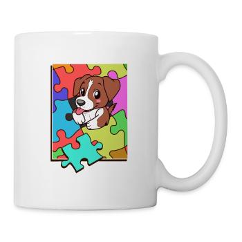 Beagle Puzzle Puzzeln Bunt Hund - Tasse - Weiß - Rechts