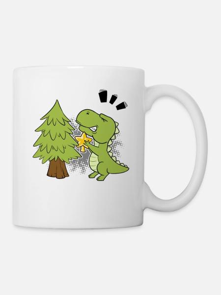 T-Rex Tyrannosaurus Dino Heilig Abend Weihnachten - Tasse - Weiß