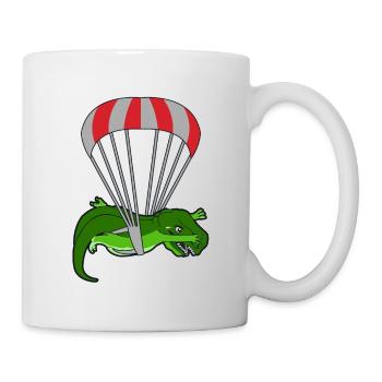 Fallschirmspringer Dinosaurier T-rex Lustig - Tasse - Weiß - Rechts