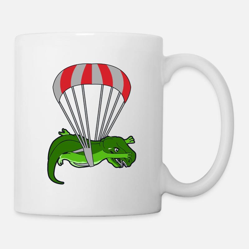 Fallschirmspringer Dinosaurier T-rex Lustig - Tasse - Weiß