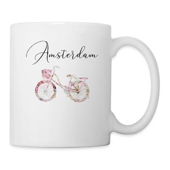Amsterdam Holland vélo fleurs terre - Mug blanc - blanc - Droite