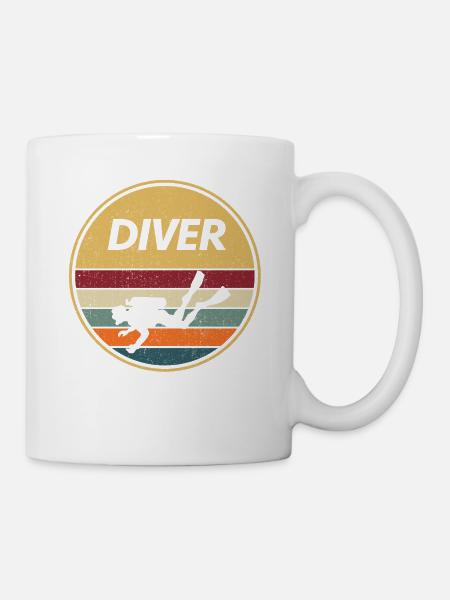 Cadeau de plongée rétro plongée I Diver Diving - Mug blanc - blanc