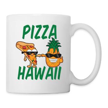 Pizza Hawaii Ananas Schinken Käse Tomate Geschenk - Tasse - Weiß - Rechts