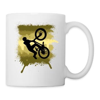 Mountainbike Dirt bike Trail Silhouette - Tasse - Weiß - Rechts