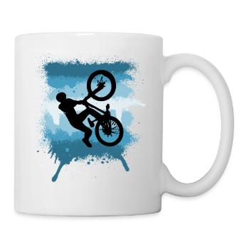 MTB Sprung Trick Mountainbike Graffiti - Tasse - Weiß - Rechts