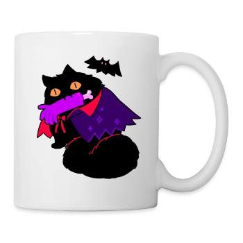 Cat Halloween bat scary gift - Mug - white - Right