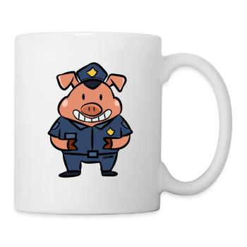 Cadeau de porc d'enfants de porcelet de sécurité de police - Mug blanc - blanc - Droite