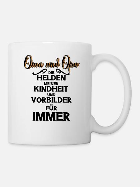 Oma Opa Kindheit Vorbilder Helden - Tasse - Weiß