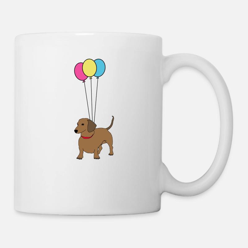 Dackel mit Luftballons - Tasse - Weiß