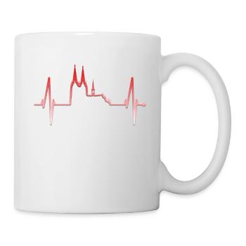 Köln Herzschlag Skyline Kölner Dom Rot Weiß Weiss - Tasse - Weiß - Rechts