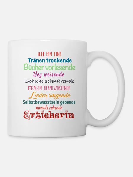 Erzieherin Geschenk Geburtstag Weihnachten - Tasse - Weiß