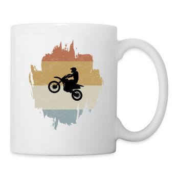 motocross bike vintage retro couleurs 80s drapeau de l'amour - Mug blanc - blanc - Droite