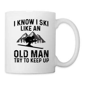 Je sais que je skie comme un vieil homme - Mug blanc - blanc - Droite
