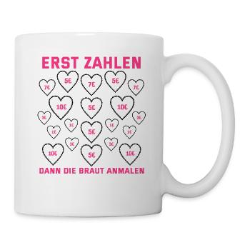 Braut ausschneiden - Junggesellinnenabschied - Tasse - Weiß - Rechts