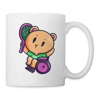 Rollstuhl Lähmung Sport Tennis Behinderung Bär - Tasse - Weiß - Rechts