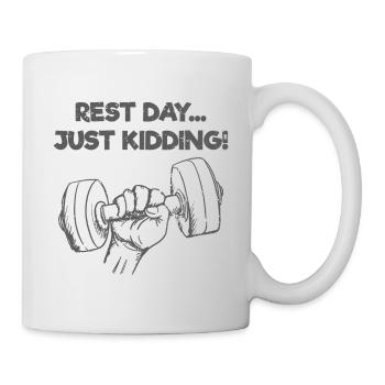 Drôle de séance d'entraînement cadeau jour de repos juste une blague - Mug blanc - blanc - Droite
