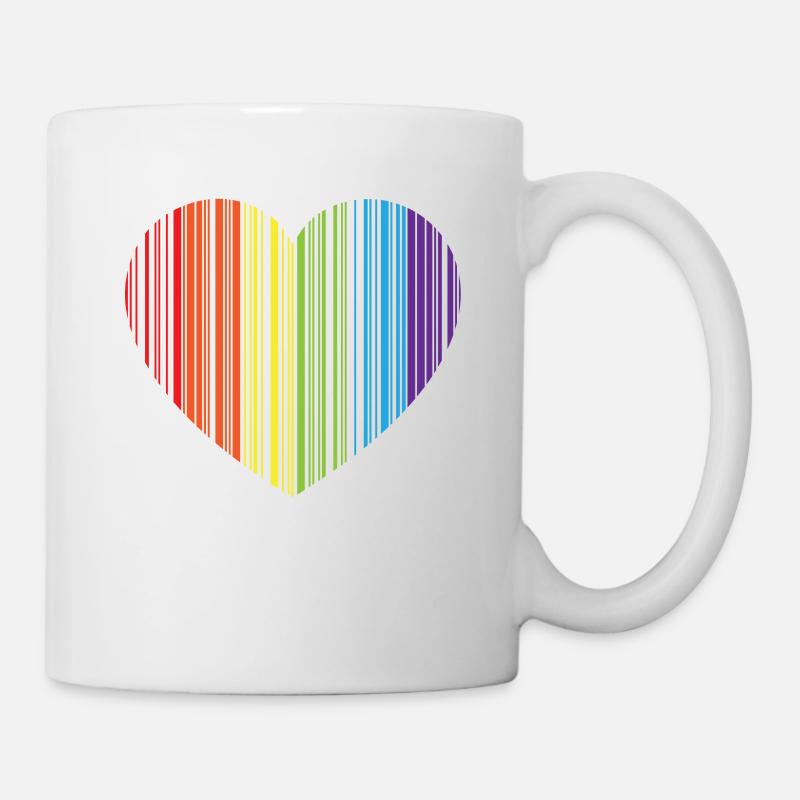 REGENBOGEN BARCODE HERZ - RAINBOW BARCODE HEART - Tasse - Weiß