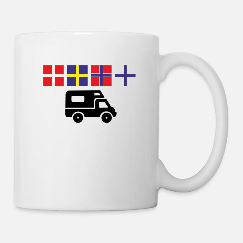 Vacances en camping en Scandinavie dans le camping-car - Mug blanc - blanc