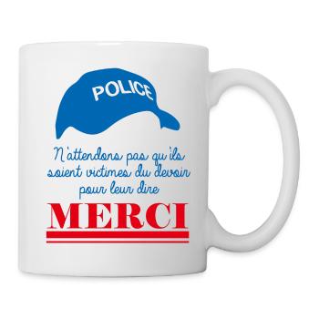 France Victimes du Devoir Policier Police Merci - Mug blanc - blanc - Droite