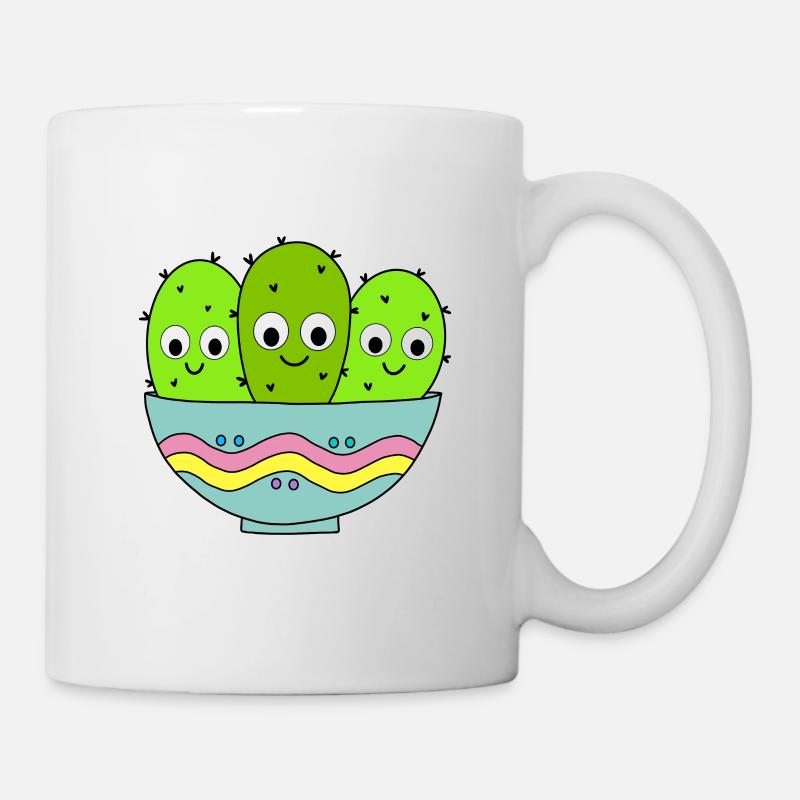 Bouquet de cactus mignon dans un bol - Mug blanc - blanc